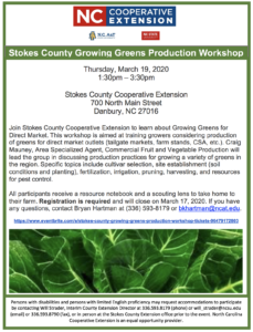 Cover photo for Stokes County Growing Greens Production Workshop