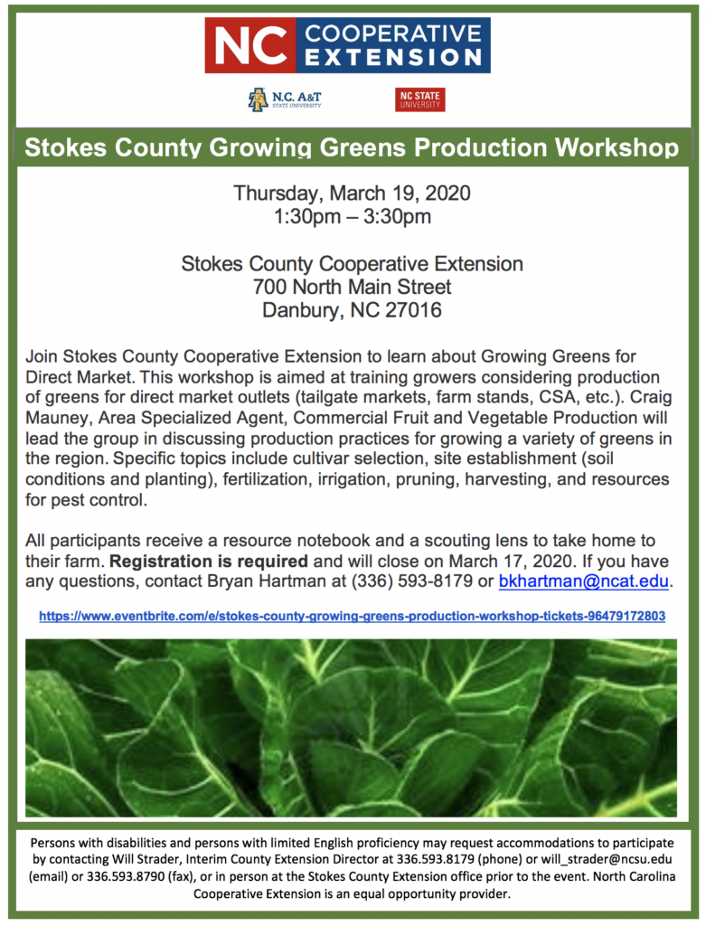 Growing Greens Workshop flyer