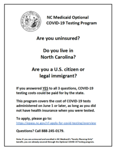 Cover photo for Medicaid Optional COVID-19 Testing Program