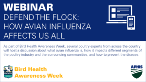 decorative banner announcing the Defend the Flock webinar, all information on page