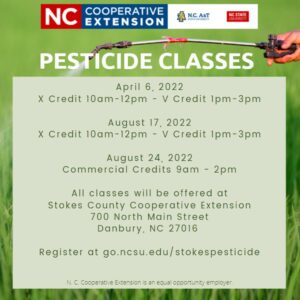 Cover photo for Stokes County Cooperative Extension 2022 Pesticide Classes