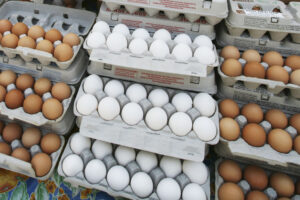 Eggs on a shelf at a supermarket. Photo courtesy of the Washington Post
