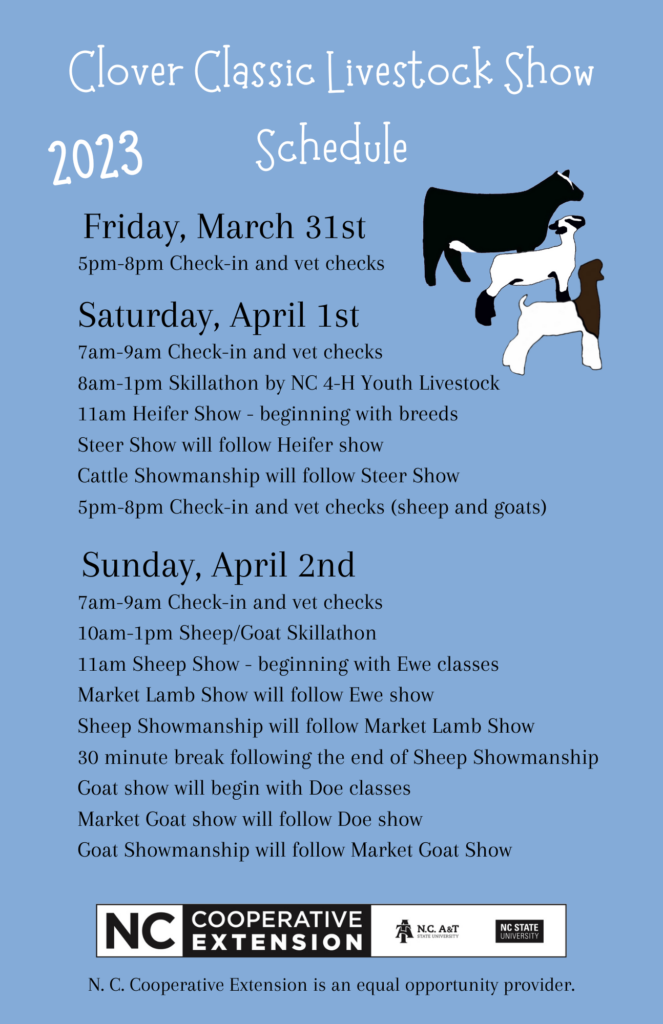 https://stokes.ces.ncsu.edu/wp-content/uploads/2023/03/Clover-Classic-Livestock-Show-Schedule-5-663x1024.png