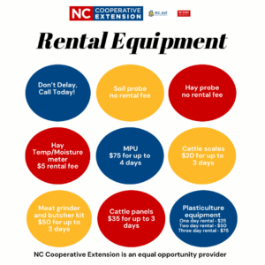 bubbles listing the equipment for rent