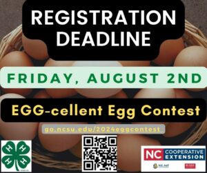photo of eggs stating that the registration deadline is August 2